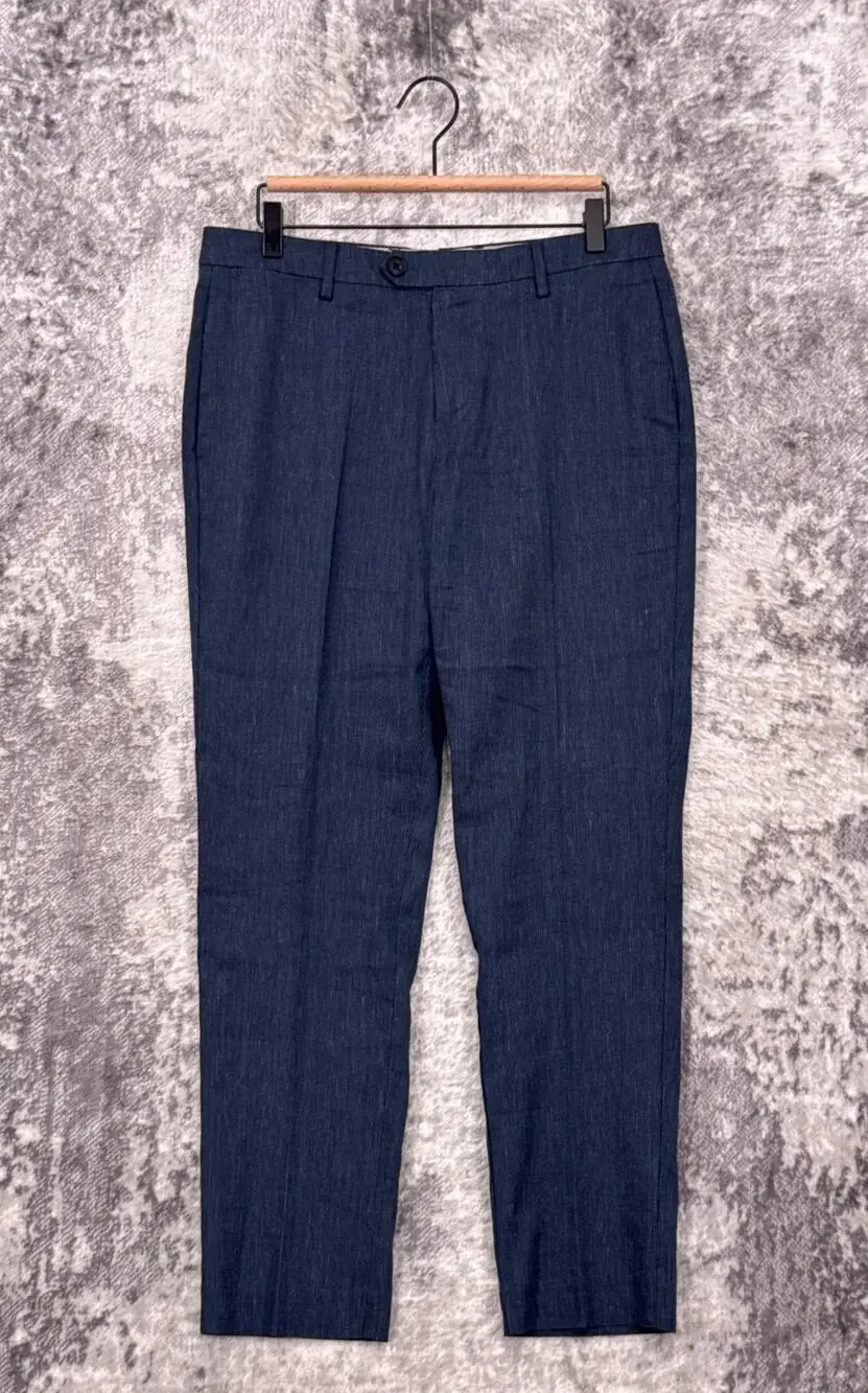 Bonobos Pants 31 / 30 Mens Blue Striped Linen Blend Tapered Leg Trouser